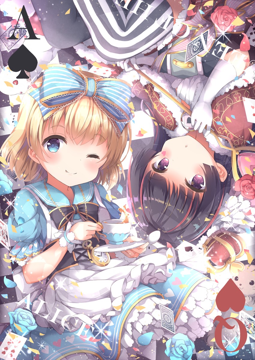 alice and queen of hearts (alice's adventures in wonderland) drawn by niwasane_(saneatsu03)