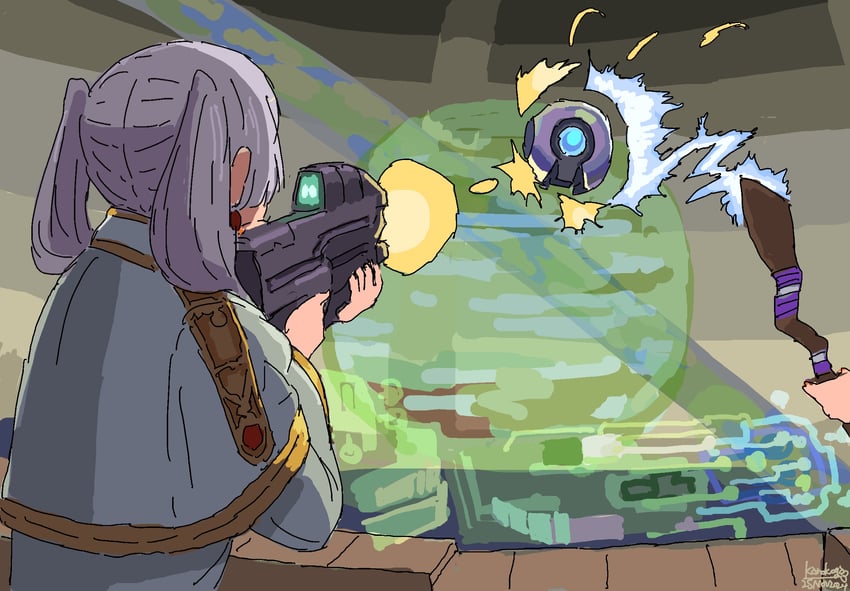 frieren, fern, and 343 guilty spark (sousou no frieren and 2 more) drawn by kanokoga