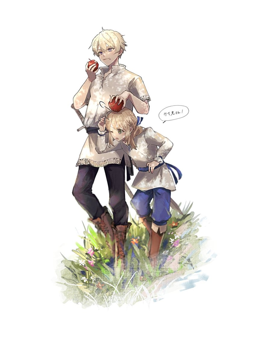 artoria pendragon, saber, and kay (fate and 1 more) drawn by nigiri