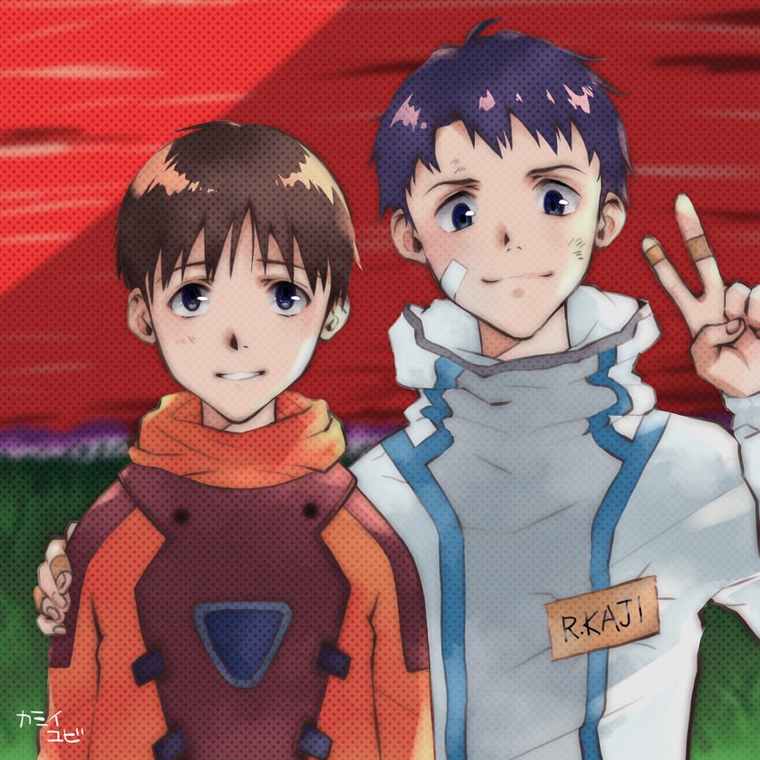 ikari shinji and kaji ryouji jr. (neon genesis evangelion and 2 more) drawn by yubi_kamii