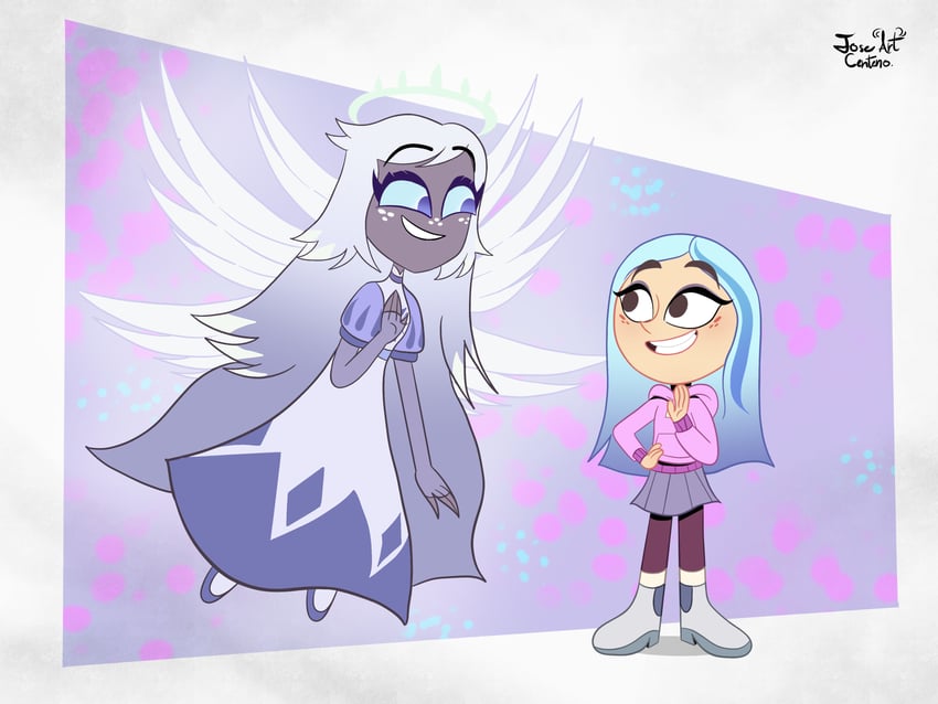andrea davenport and emily (hazbin hotel and 1 more) drawn by joseartcentenoofficial