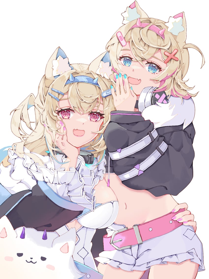 fuwawa abyssgard, mococo abyssgard, and perroccino (hololive and 1 more) drawn by q12_flamingo