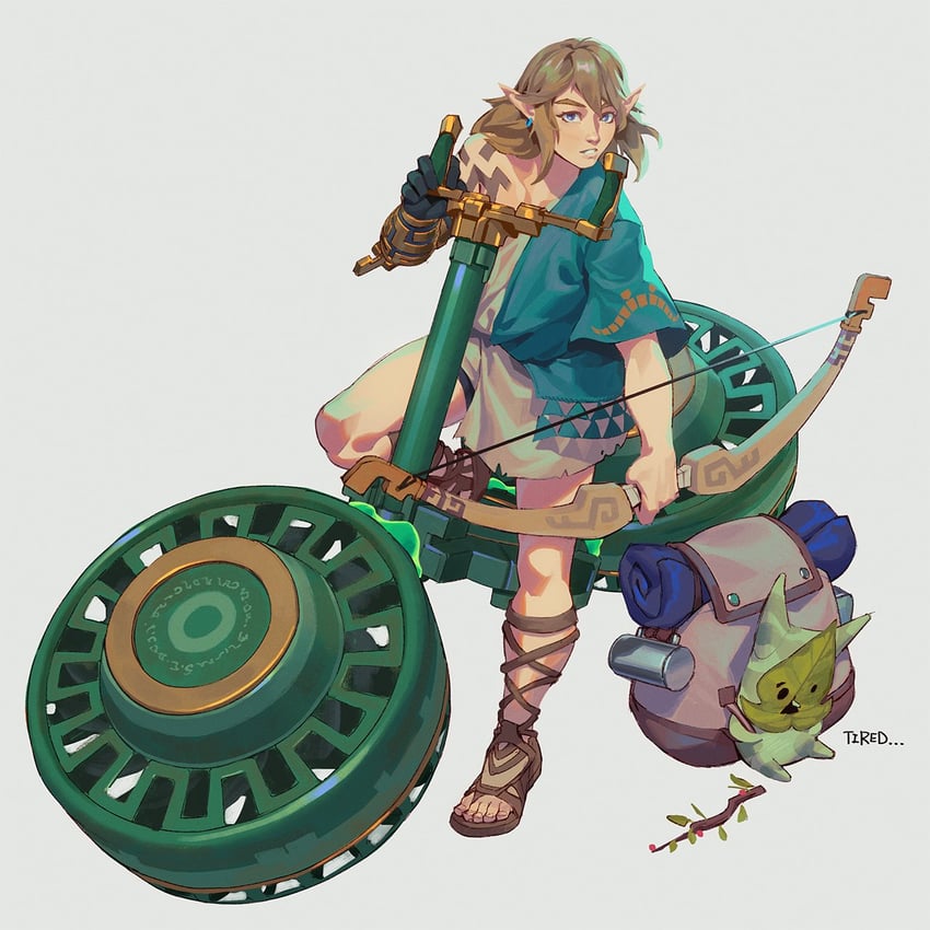 link and korok (the legend of zelda and 1 more) drawn by ian_su