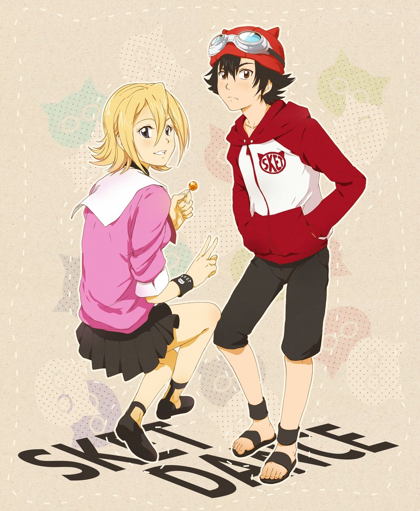 onizuka hime and fujisaki yuusuke (sket dance) drawn by rayanawolfer