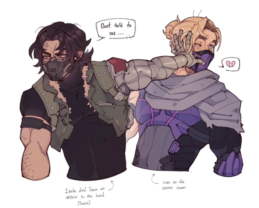 bucky barnes, winter soldier, hawkeye, and clint barton (marvel and 2 more) drawn by duckiegrumpy