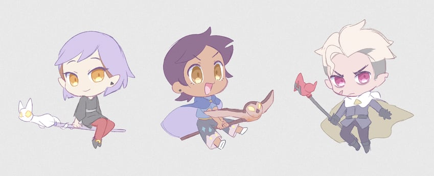 luz noceda, amity blight, hunter, ghost, owlbert, and 1 more (the owl house) drawn by akasaka_(qv92612)