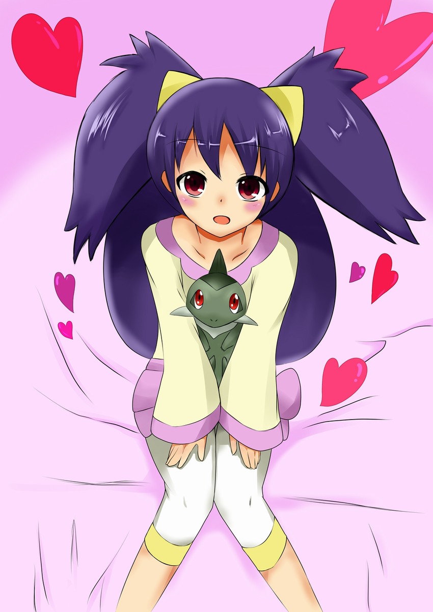 iris and axew (pokemon and 1 more) drawn by fuurin_(fuurin4519)