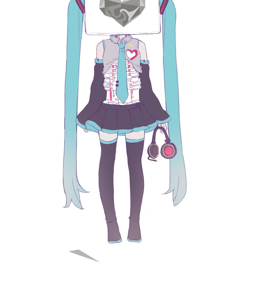 hatsune miku (vocaloid and 1 more) drawn by heremia