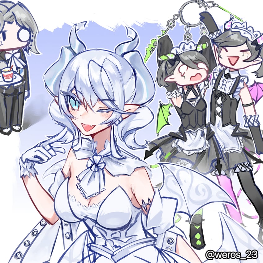 lovely labrynth of the silver castle, arianna the labrynth servant, arianne the labrynth servant, and arias the labrynth butler (yu-gi-oh!) drawn by weros_23