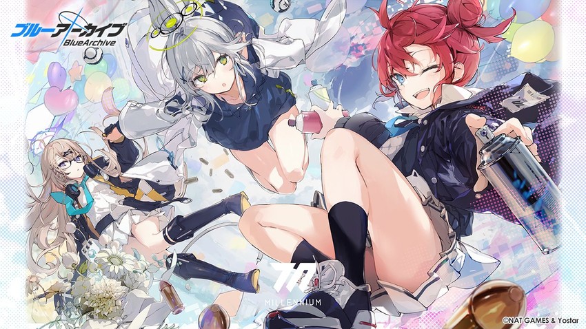 maki, hare, and kotama (blue archive) drawn by yatsuha_(hachiyoh)