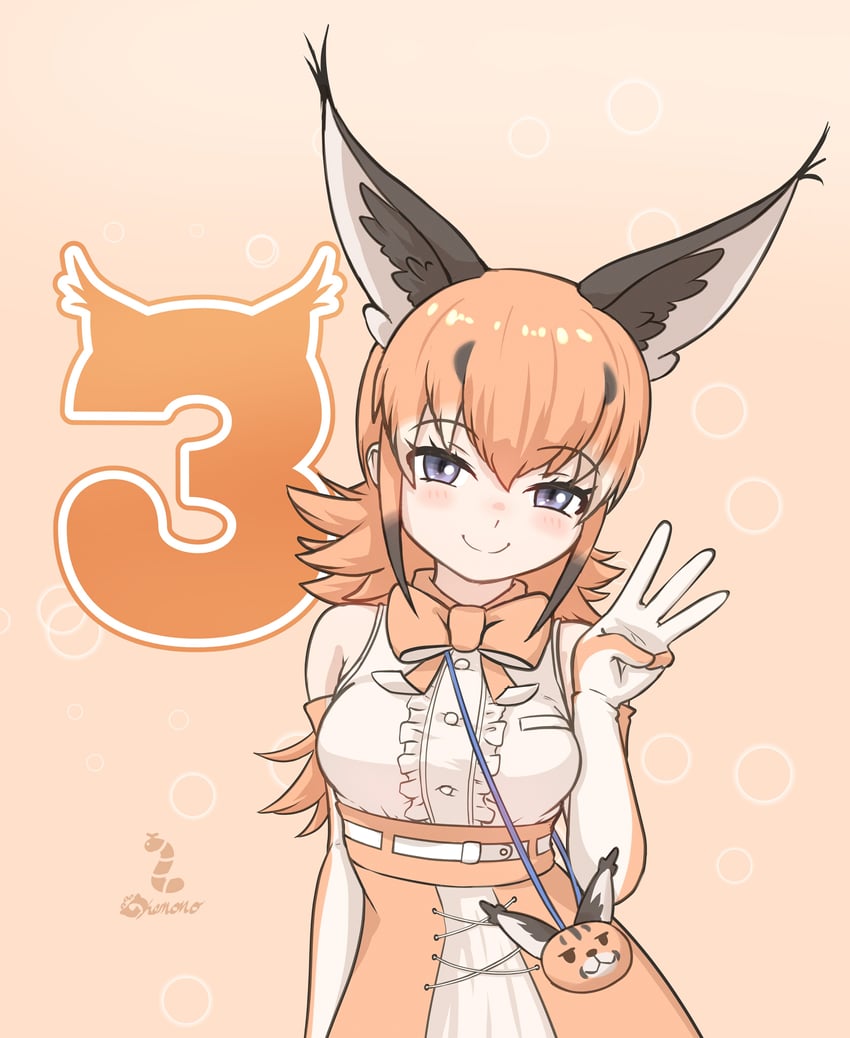 caracal (kemono friends and 1 more) drawn by nokemono-san_(bocchi_friend)