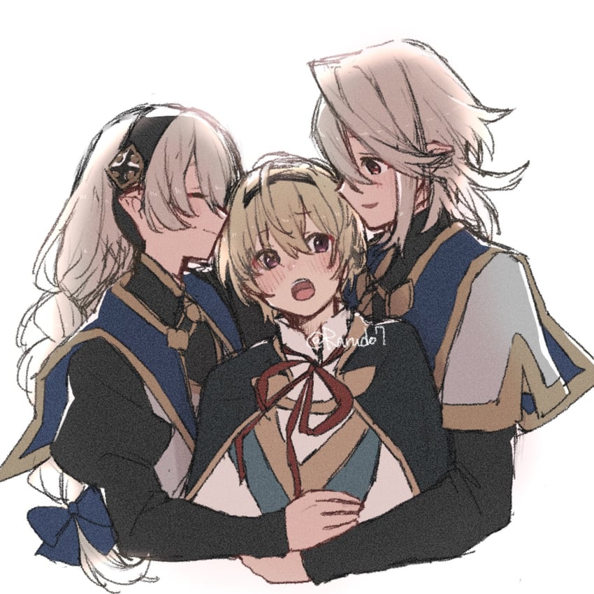 female corrin, male corrin, and leo (fire emblem and 2 more) drawn by rarudo7