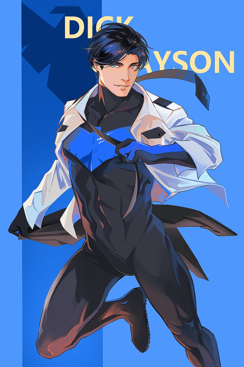 dick grayson and nightwing (dc comics and 1 more) drawn by nichasheng