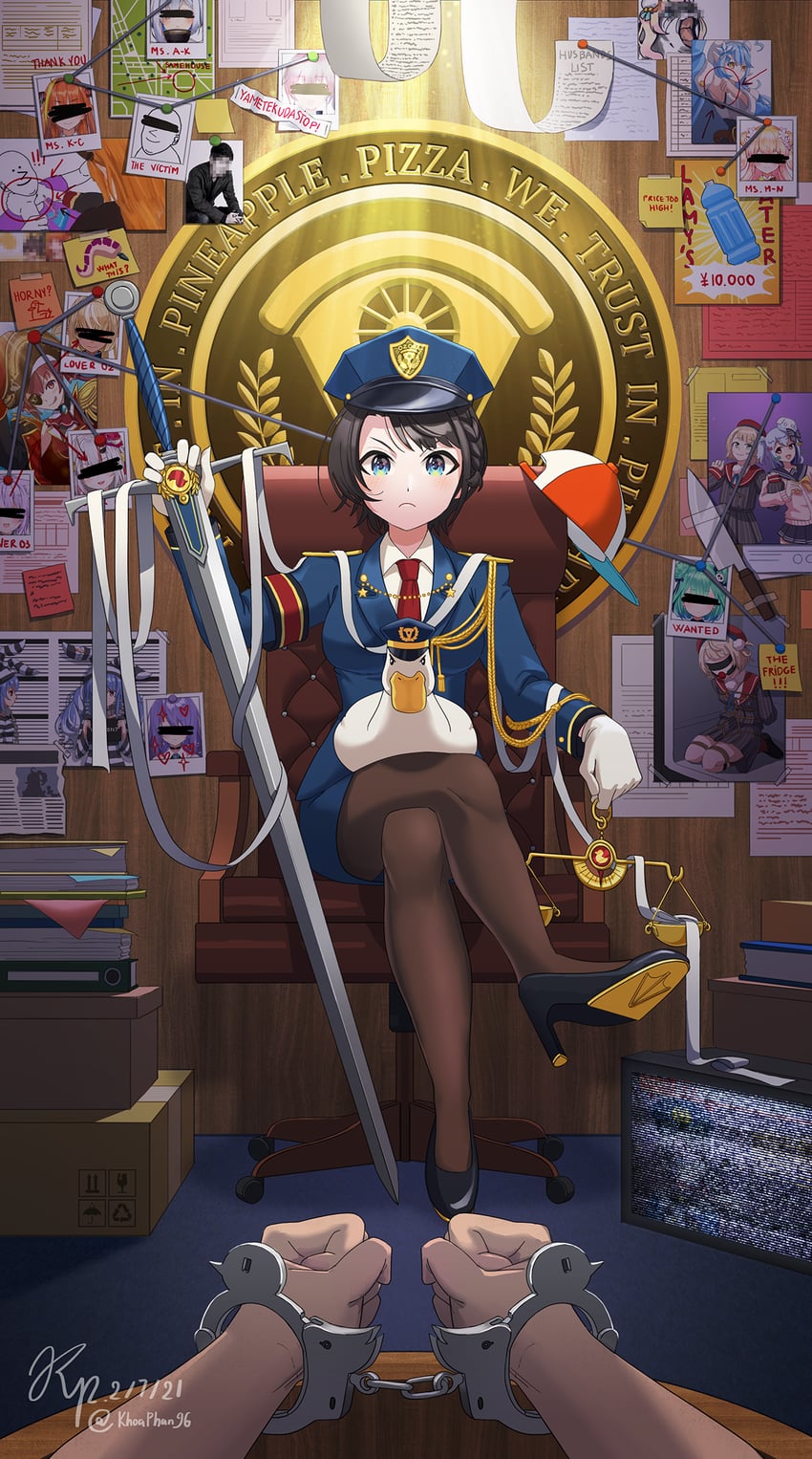 houshou marine, usada pekora, nekomata okayu, oozora subaru, amane kanata, and 13 more (hololive and 3 more) drawn by khoaphan96