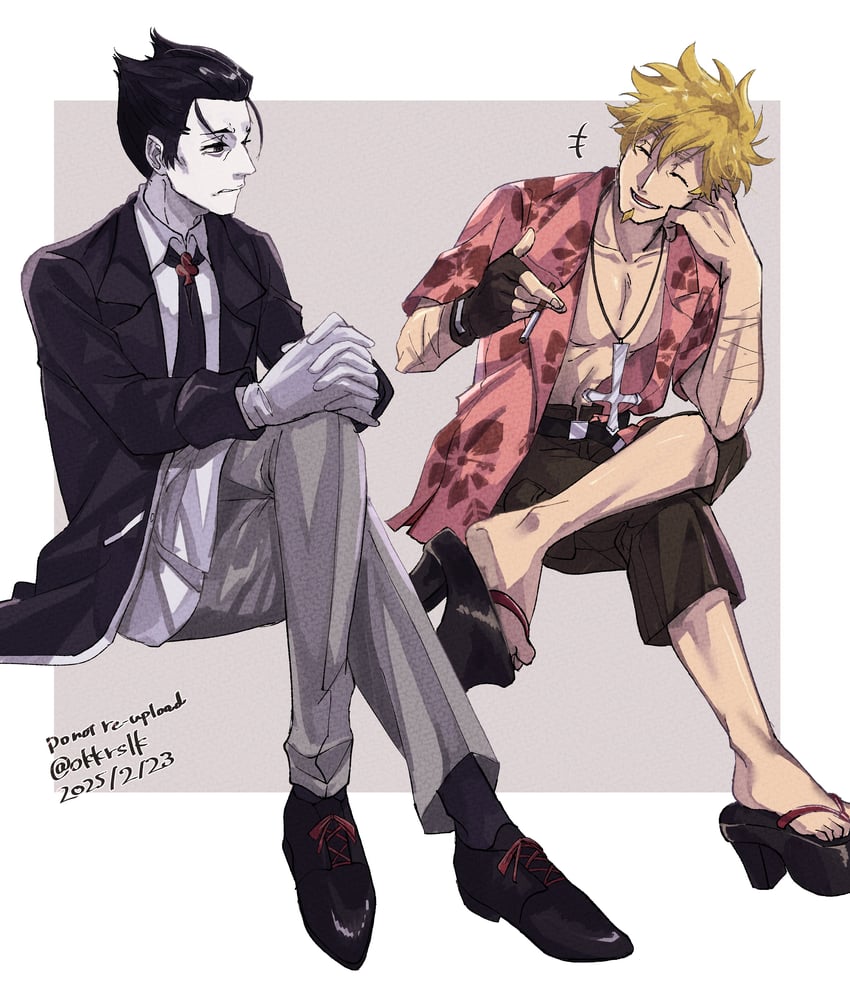 oshino meme and kaiki deishuu (monogatari) drawn by hatahata_(okkrslk)
