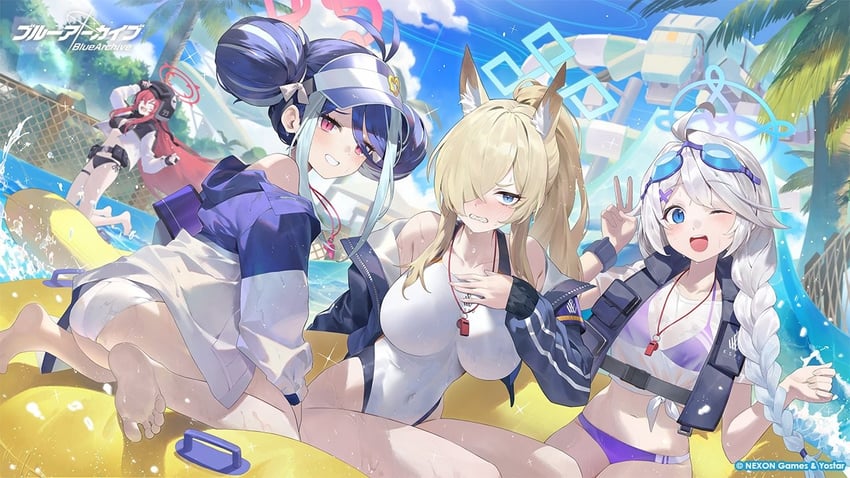 kanna, fubuki, kirino, and rabu (blue archive) drawn by ramuri