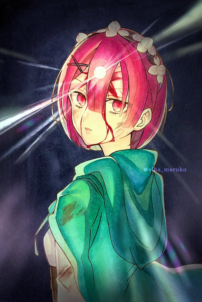 ram (re:zero kara hajimeru isekai seikatsu) drawn by siba_maruko