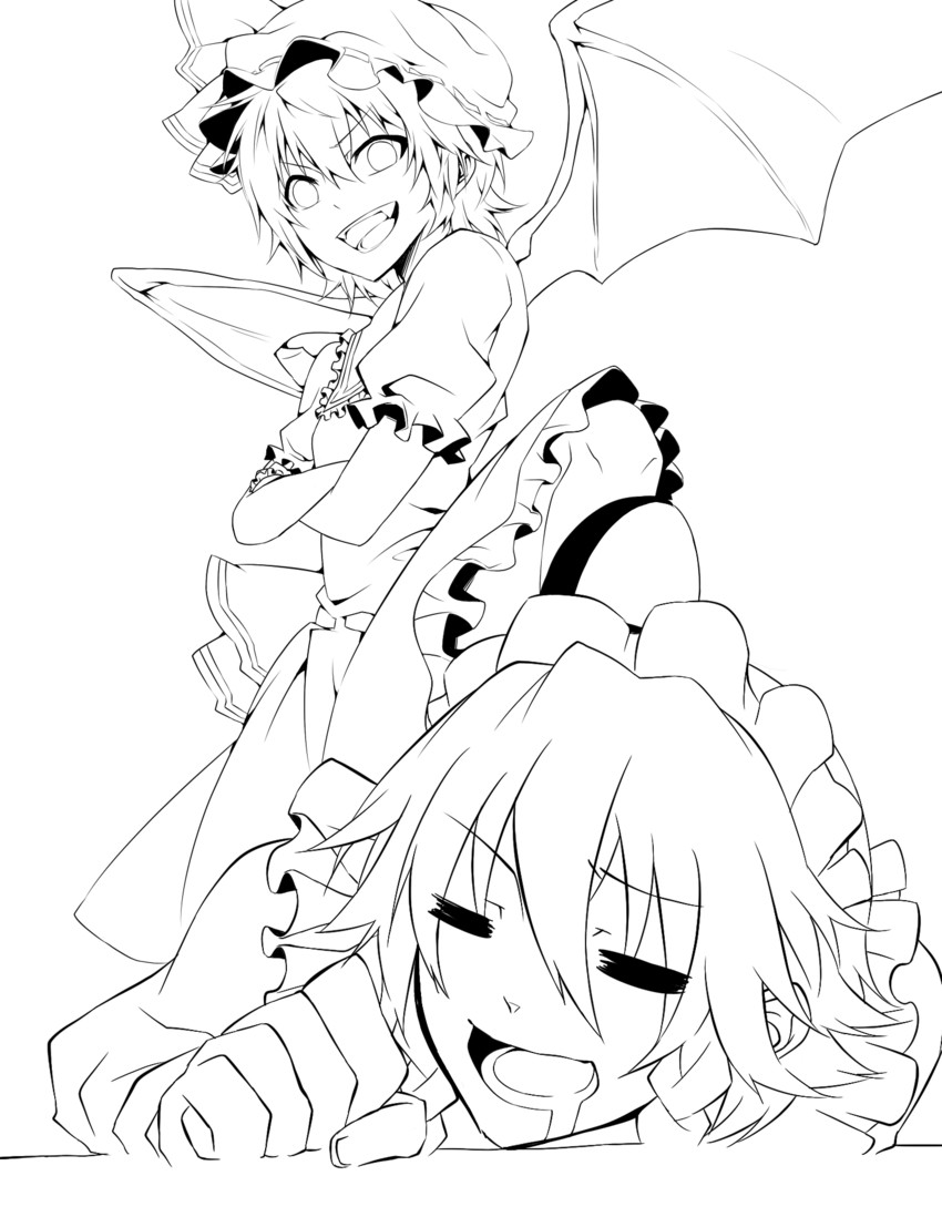 remilia scarlet and izayoi sakuya (touhou) drawn by wa_(r_waizumi)