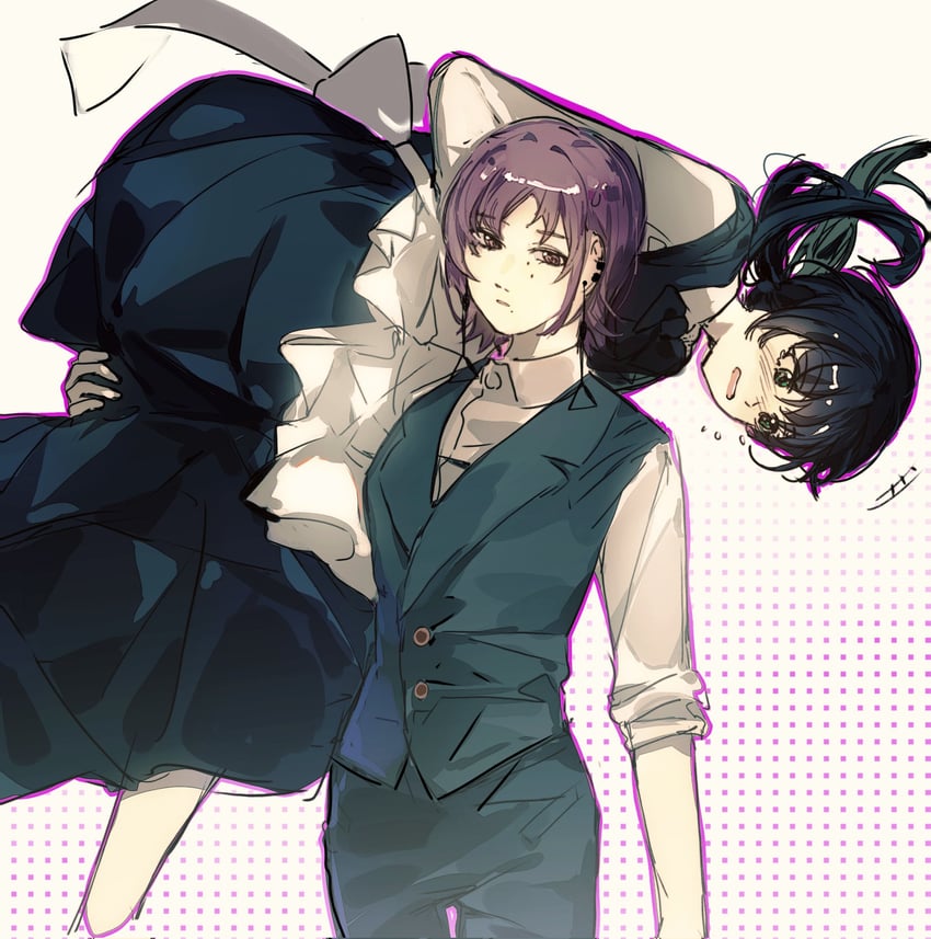 mitaka asa and fami (chainsaw man) drawn by yijiao_wuran