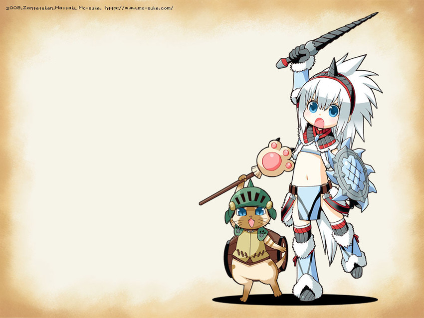monster hunter and player palico (monster hunter) drawn by mattaku_mousuke