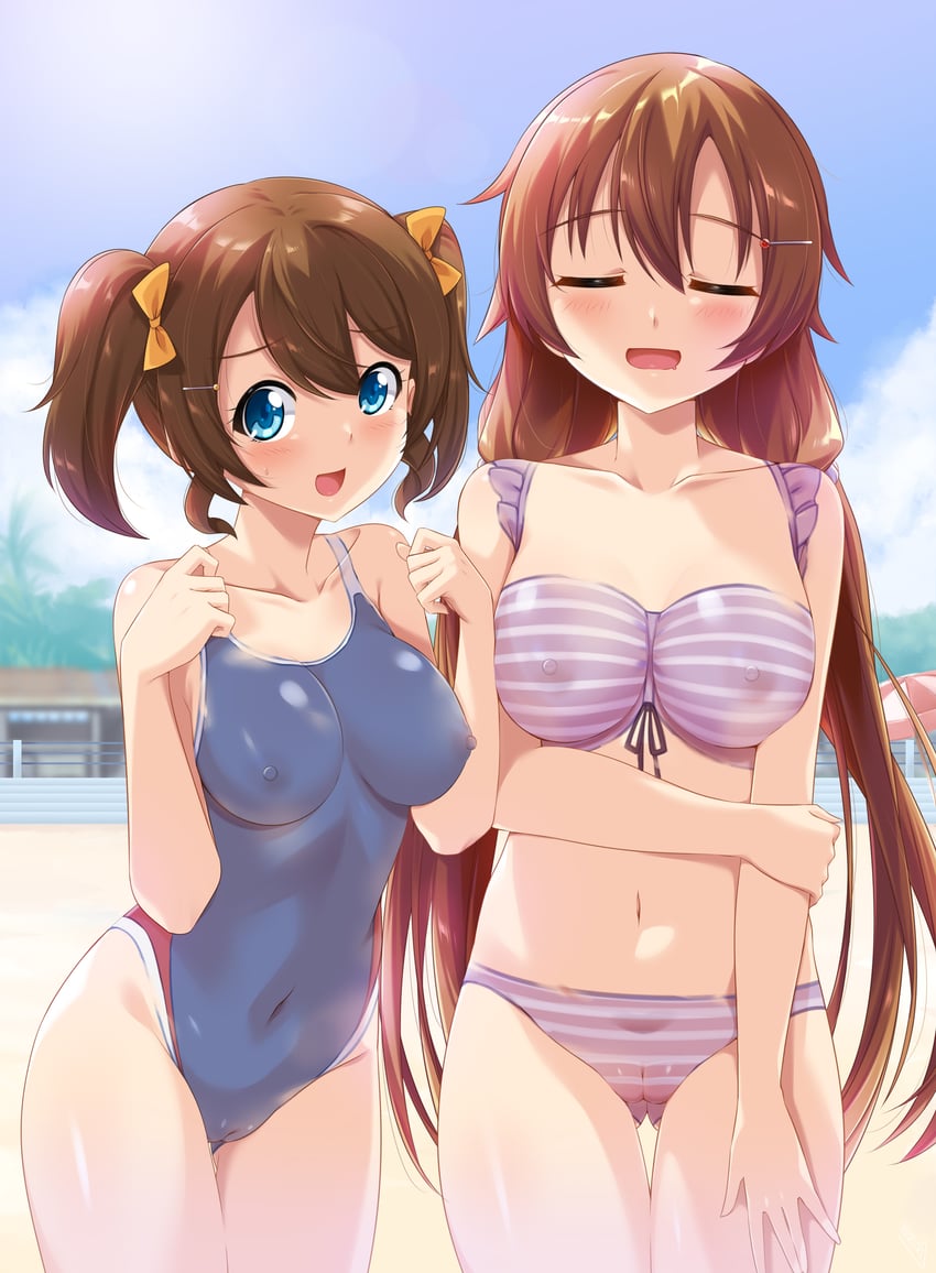 konoe kanata and konoe haruka (love live! and 1 more) drawn by bunji