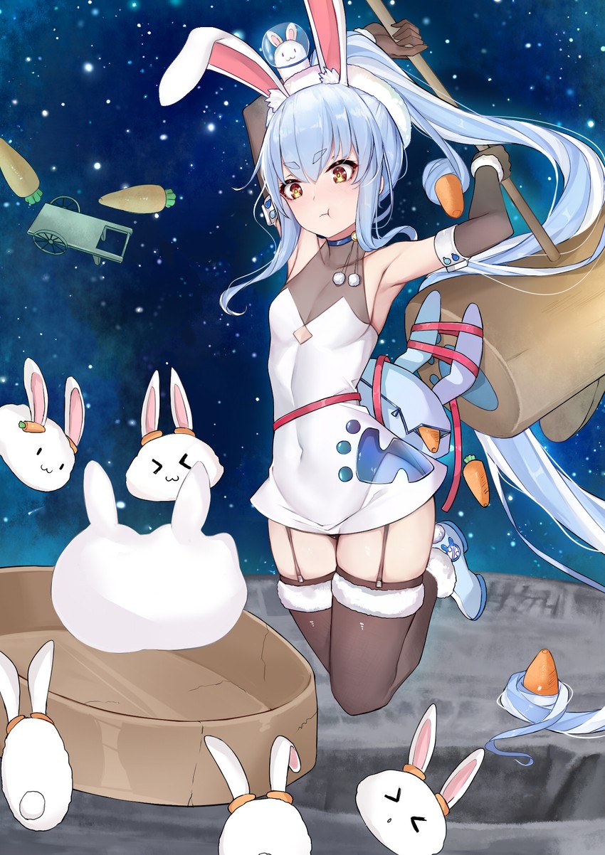 usada pekora, don-chan, and pekomon (hololive) drawn by sherryqq