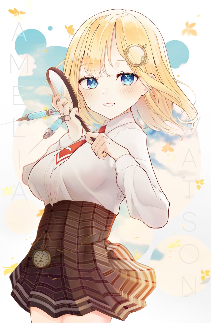 watson amelia (hololive and 1 more) drawn by aprahnicus