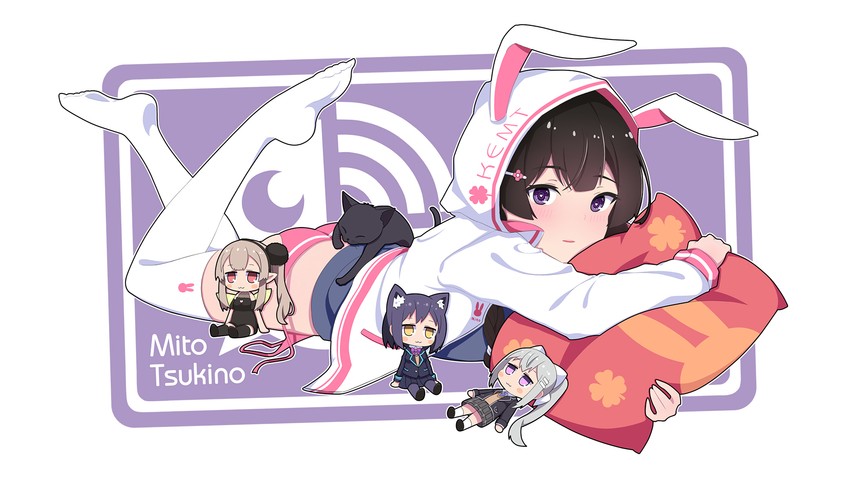 tsukino mito, higuchi kaede, shizuka rin, and elu (nijisanji) drawn by galge03