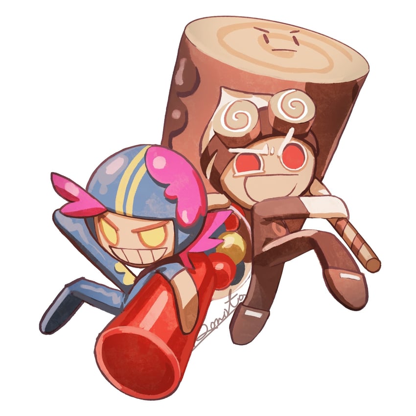 gumball cookie and roll cake cookie (cookie run and 1 more) drawn by rn9j