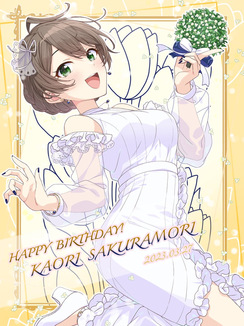 sakuramori kaori (idolmaster and 2 more) drawn by shiro_(ongrokm)