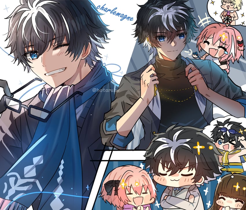 astolfo, kishinami hakuno, roland, and charlemagne (fate and 3 more) drawn by hotaruby