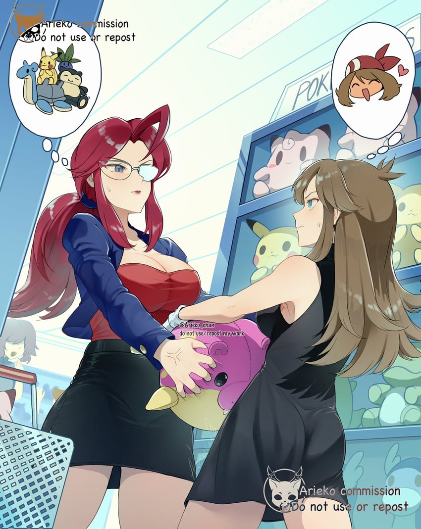 pikachu, may, leaf, green, snorlax, and 6 more (pokemon and 4 more) drawn by ariekochan