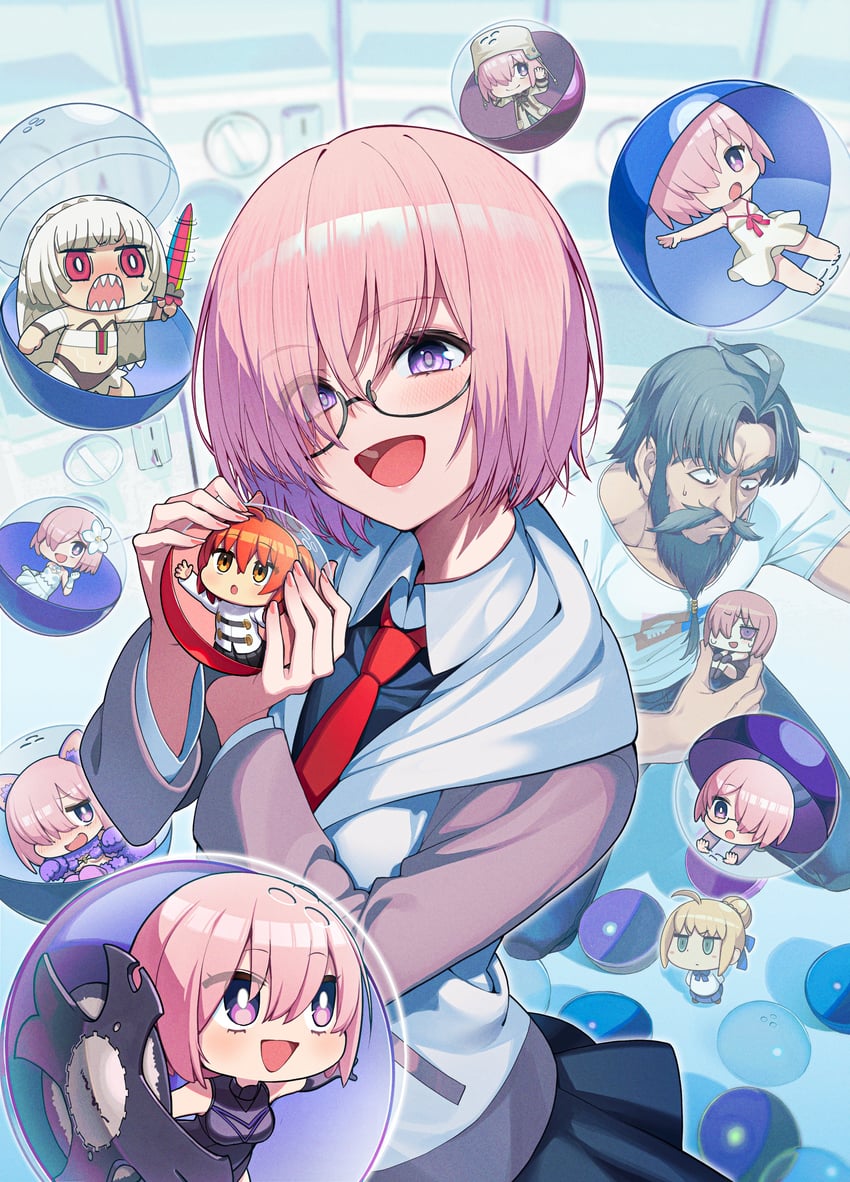artoria pendragon, saber, mash kyrielight, fujimaru ritsuka, altera, and 1 more (fate and 1 more) drawn by kabu_(niniko2ko)
