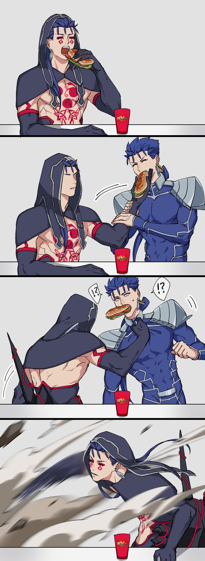 cu chulainn and cu chulainn alter (fate and 1 more) drawn by yanoooh
