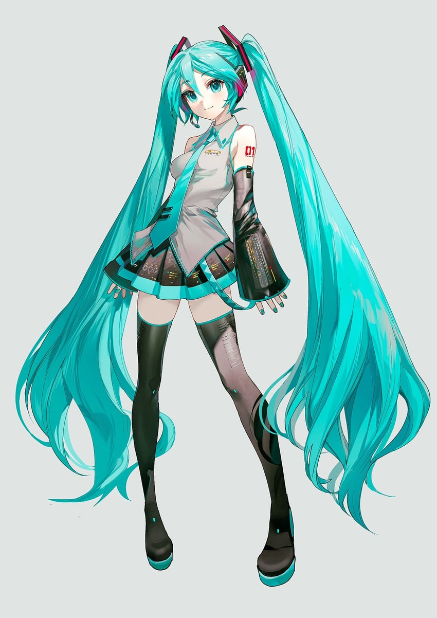 hatsune miku (vocaloid and 1 more) drawn by rumoon