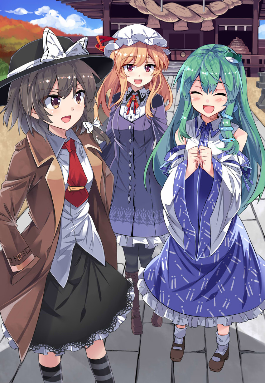 kochiya sanae, usami renko, and maribel hearn (touhou) drawn by e.o.