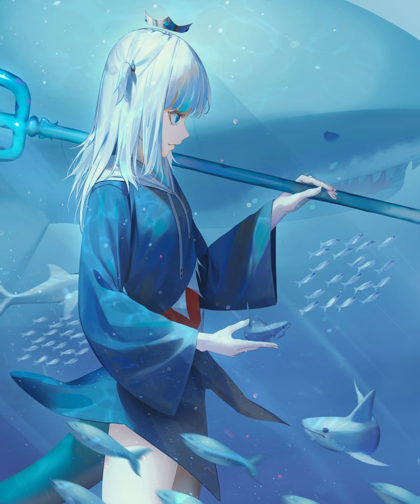 gawr gura (hololive and 1 more) drawn by komodo