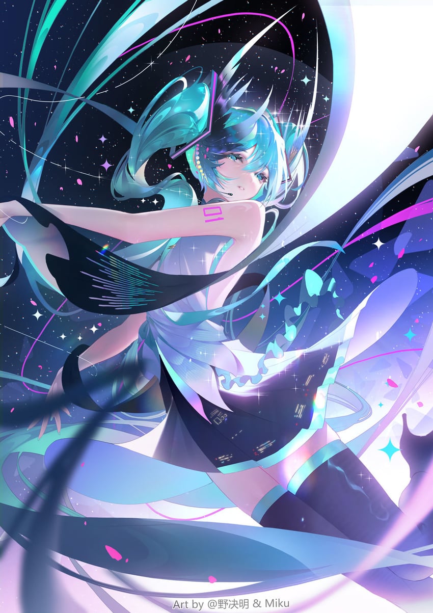 hatsune miku (vocaloid and 1 more) drawn by jie_xiaoming