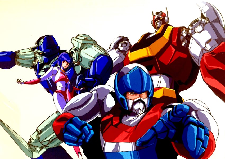 leina stol, baikanfu, rom stol, and kenryuu (machine robo and 1 more) drawn by habara_nobuyoshi