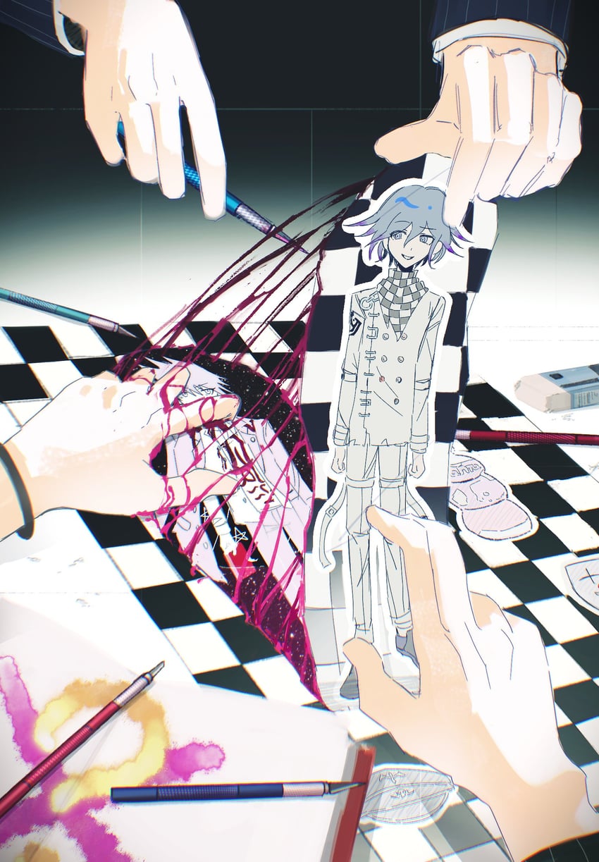 oma kokichi, saihara shuichi, harukawa maki, and momota kaito (danganronpa and 1 more) drawn by mq_meng_xin