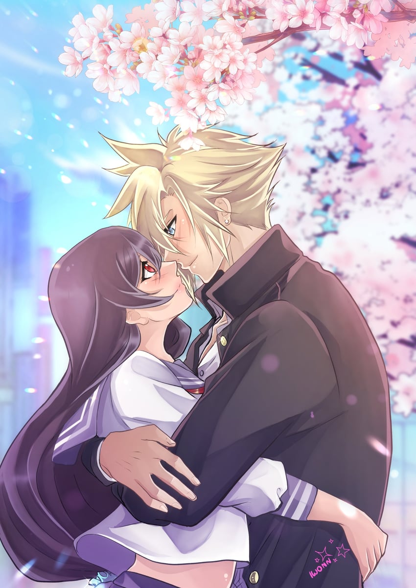 tifa lockhart and cloud strife (final fantasy and 2 more) drawn by iwonn_(pixiv943160)