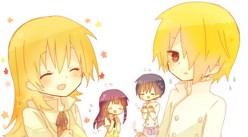 yamada aoi, todoroki yachiyo, satou jun, and takanashi souta (working!!) drawn by yui_(sketdance1022)