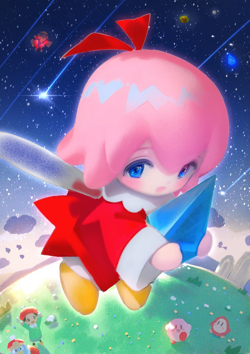 kirby, waddle dee, king dedede, adeleine, ribbon, and 1 more (kirby and 1 more) drawn by shiratsuyu_mone