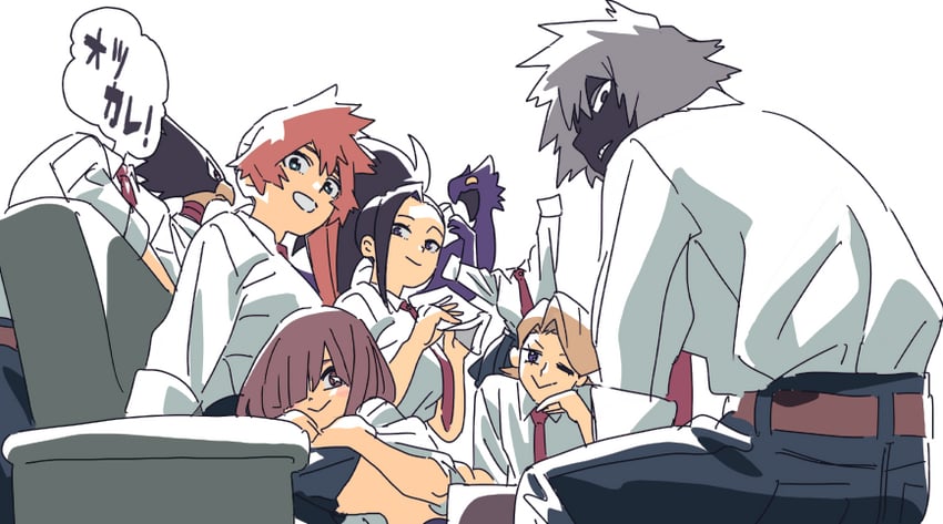 yaoyorozu momo, hagakure toru, tokoyami fumikage, kendo itsuka, komori kinoko, and 4 more (boku no hero academia) drawn by ajifryda