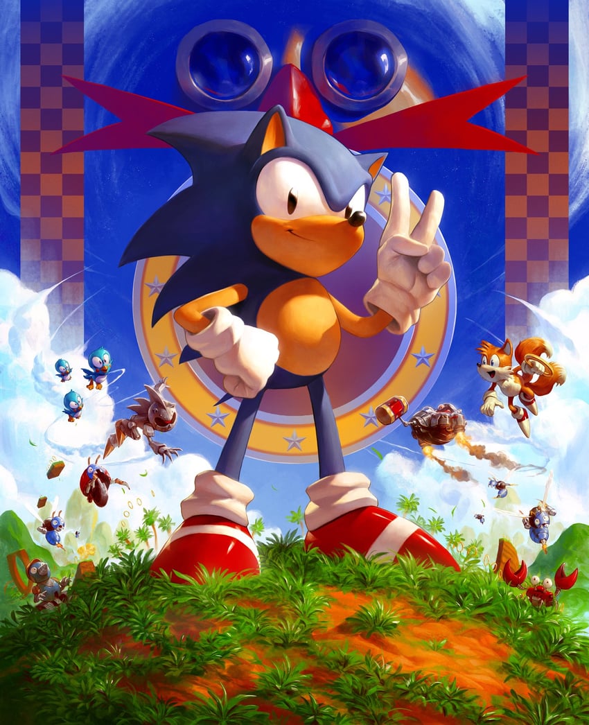 sonic the hedgehog, tails, dr. eggman, classic sonic, classic tails, and 7 more (sonic and 2 more) drawn by dave_rapoza