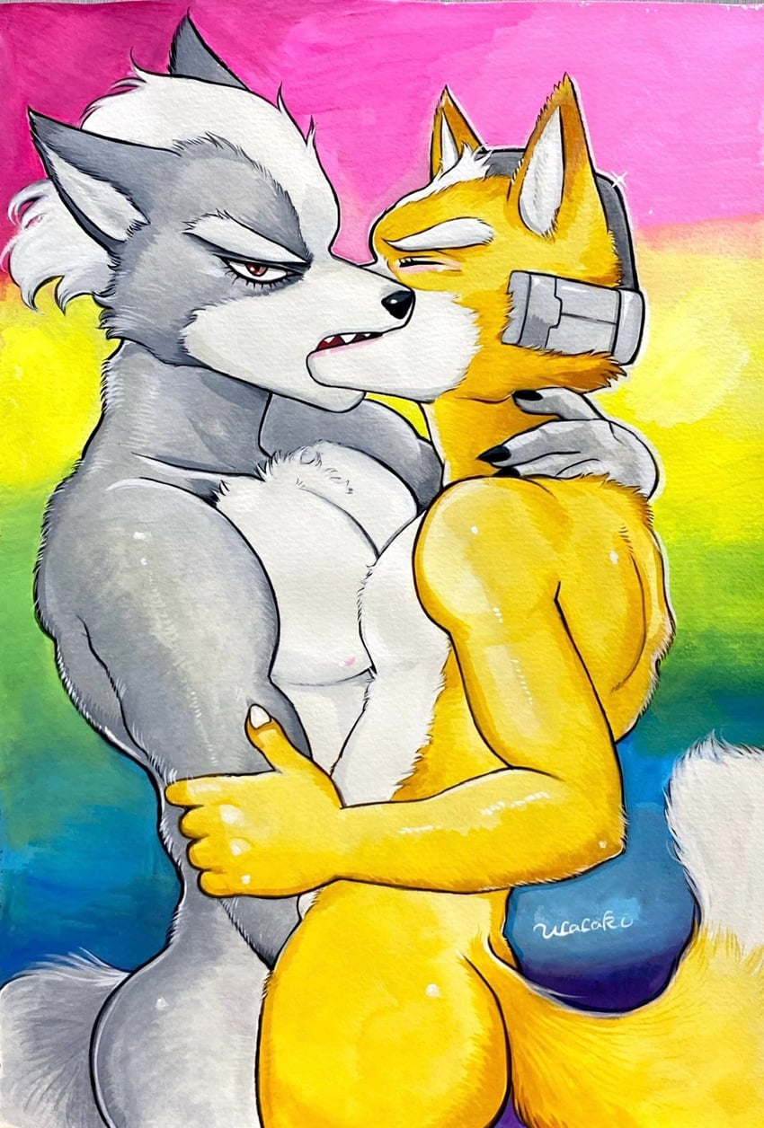 fox mccloud and wolf o'donnell (star fox) drawn by ulala_ko