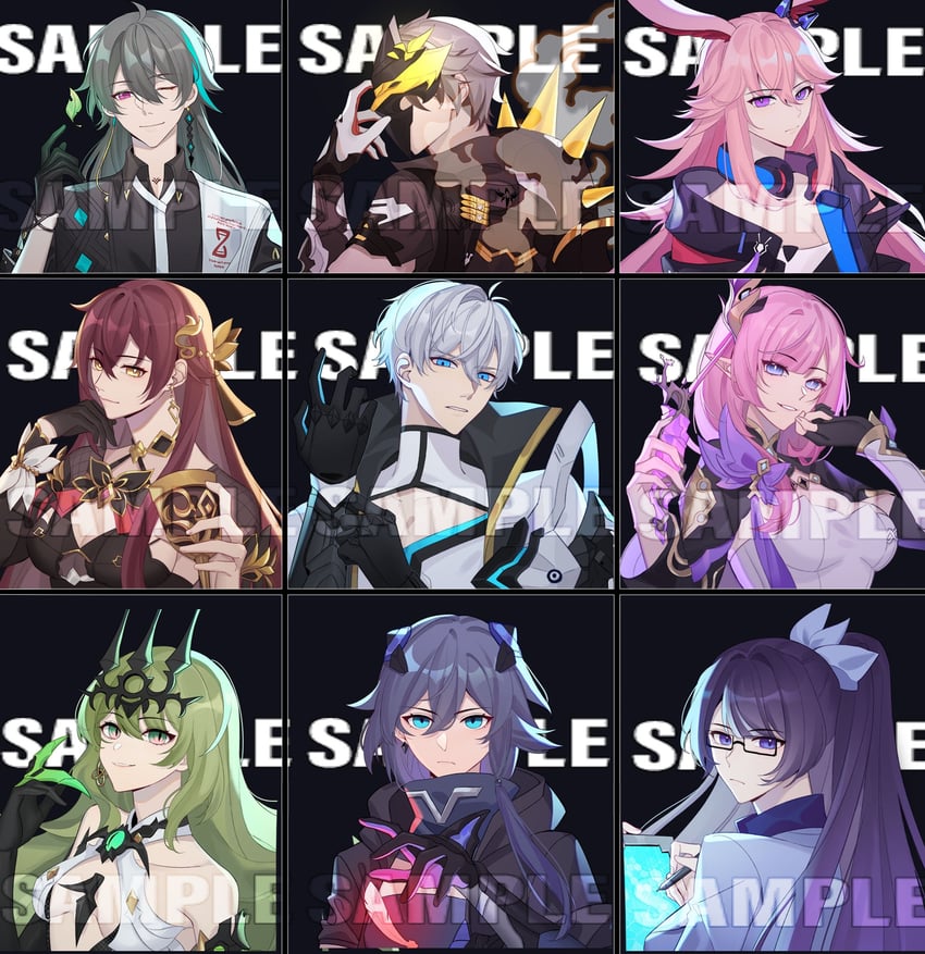 elysia, fu hua, yae sakura, mobius, eden, and 4 more (honkai and 1 more) drawn by siyujiu