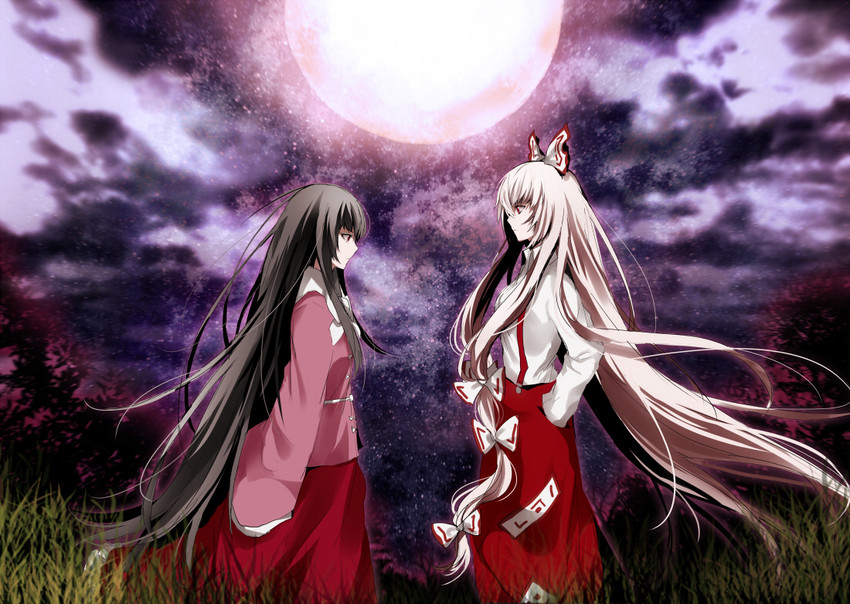 fujiwara no mokou and houraisan kaguya (touhou) drawn by arisaka_ako
