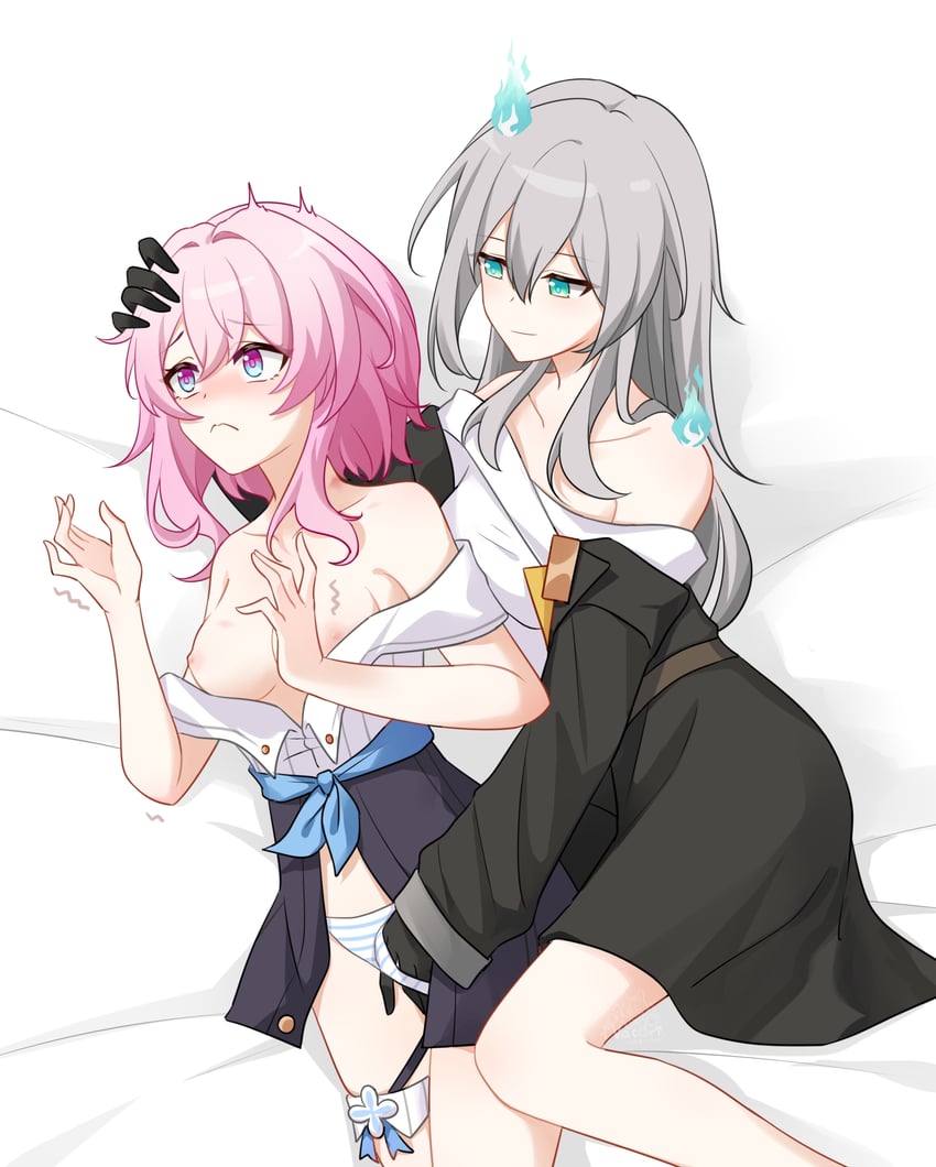 trailblazer, stelle, march 7th, cirrus, and heliobus (honkai and 1 more) drawn by natori_biu