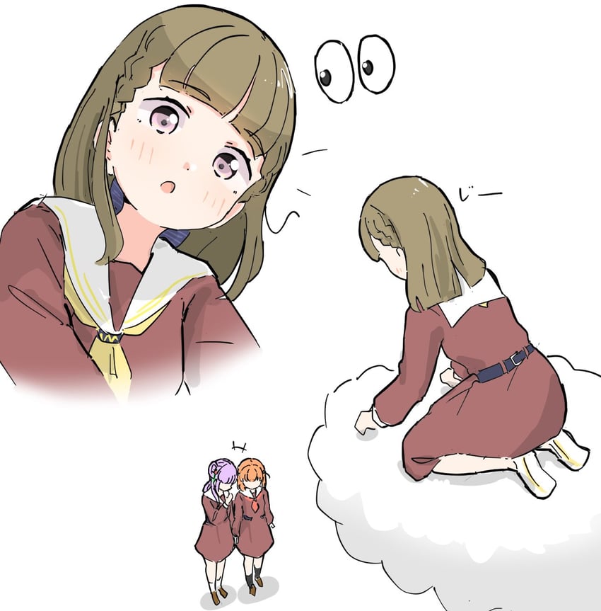 hinoshita kaho, otomune kozue, and kachimachi kosuzu (love live! and 1 more) drawn by tazaki_masanobu